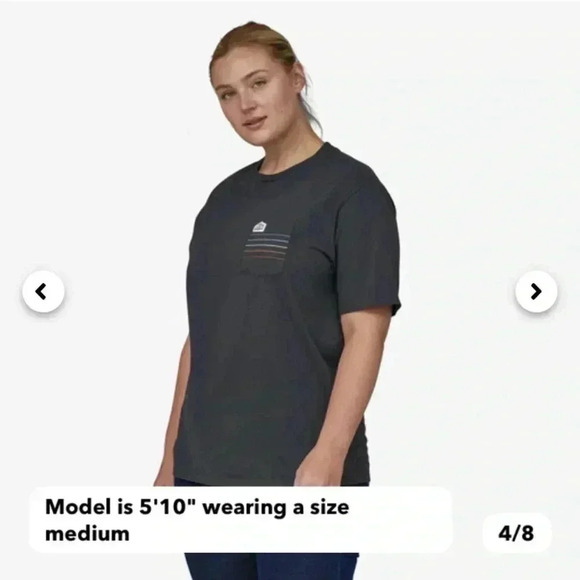 Men's (unisex) Line Logo Ridge  Stripe Organic Pocket T-Shirt - Picture 3 of 8